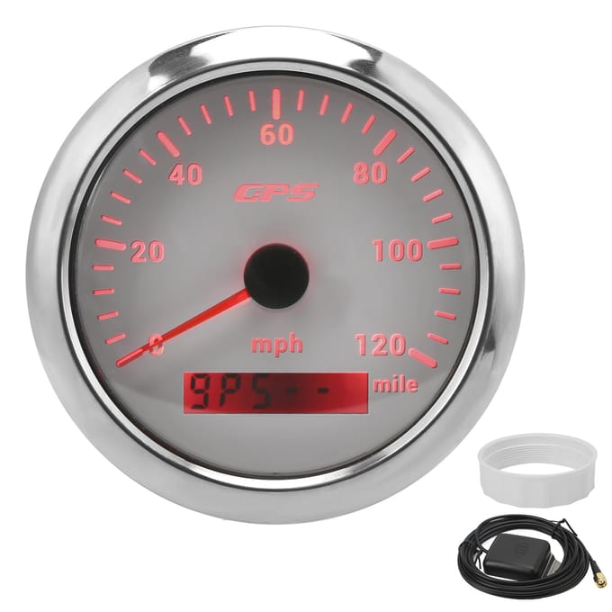 GPS Snelheidsmeter 85mm 3.35in Kilometerteller 120MPH H IP67 Waterdicht voor Instrumentenpanel wit