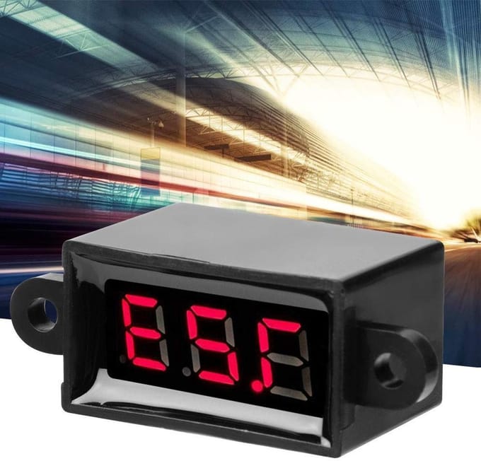 Digitale DC Voltmeter - Spanning Tester Meter - Spanning Controleren - Waterdicht Stofdicht Valbestendig - 0.28 Inch Display - Rood