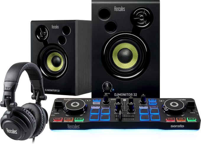Hercules DJ Starter Kit - DJControl Starlight Controller + DJMonitor 32 Speakers & HDP DJ M40.2 Koptelefoon
