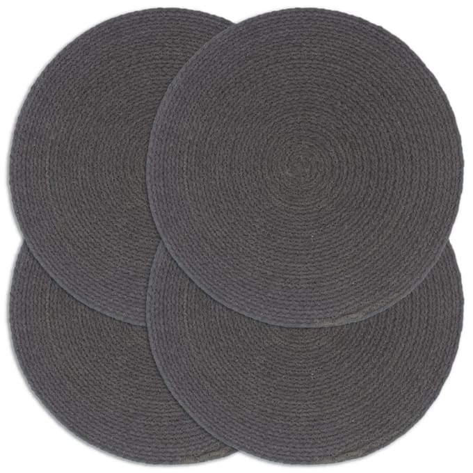 vidaXL - Placemats - 4 - st - rond - 38 - cm - katoen - effen - donkergrijs