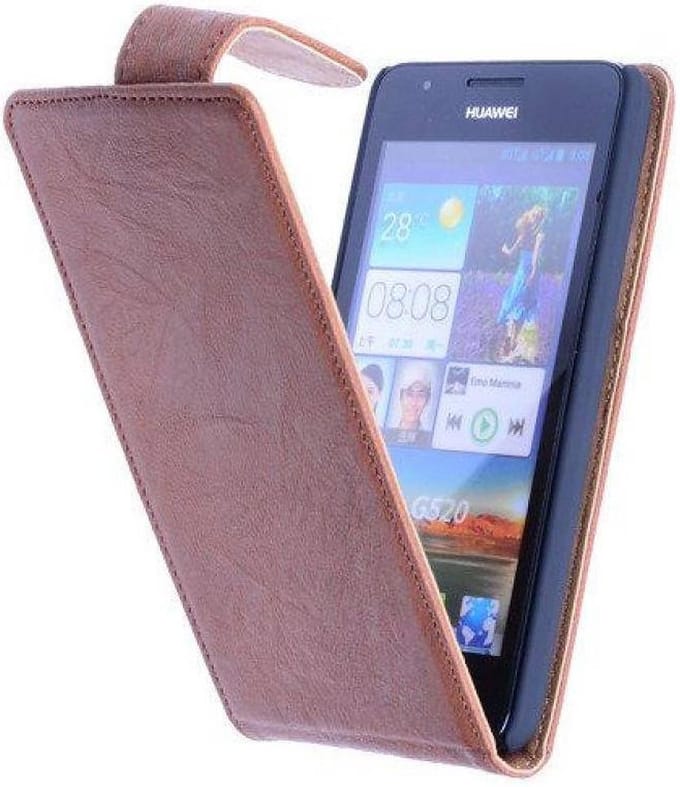 Washed Leer Classic Hoesje - Geschikt voor HTC One Mini M4 Bruin