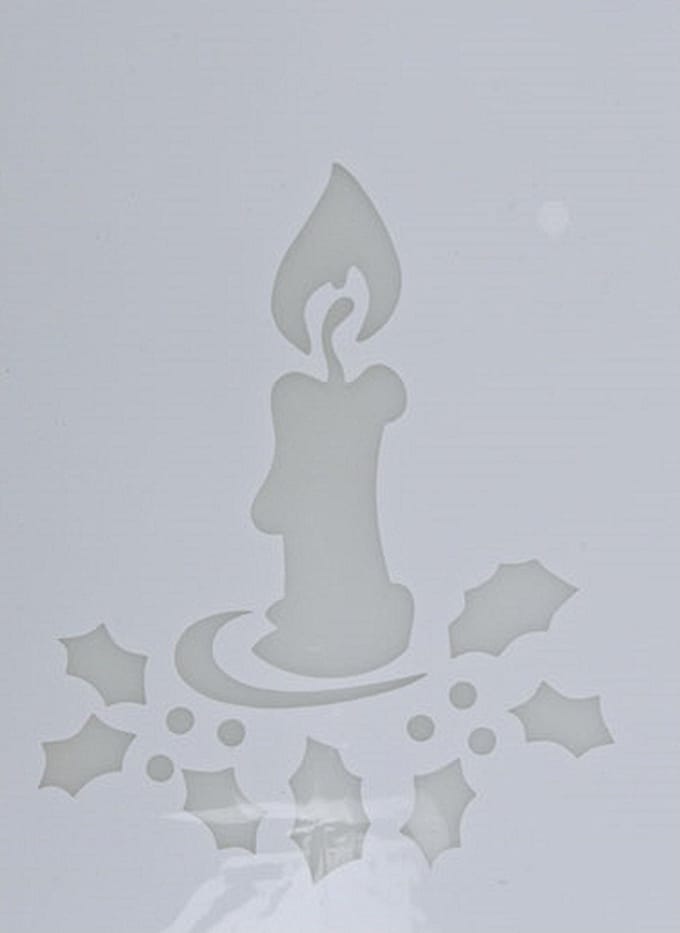 Kerst raamsjabloon kaars - wit - 35 cm - raamdecoratie - kerstversiering - sneeuwspray sjabloon