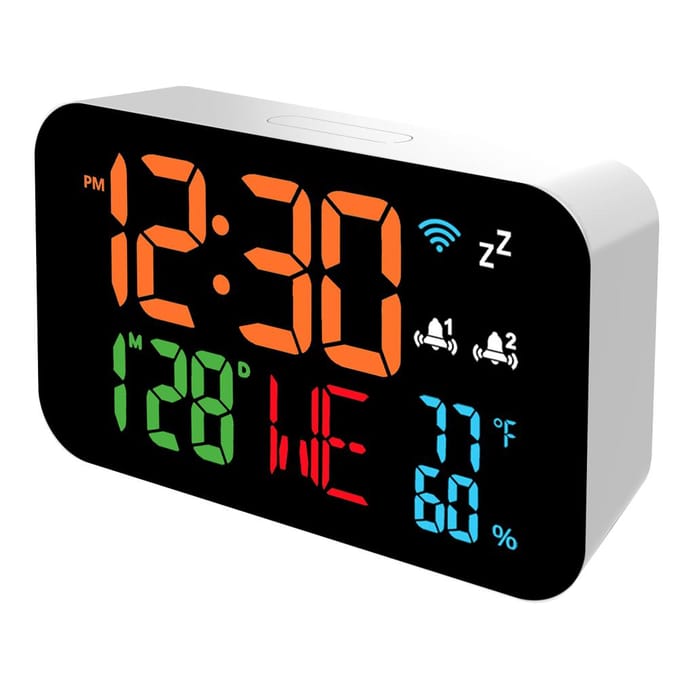 Tuya WiFi Desktop Klok Kalender Intelligente thermometer Hygrometer met digitaal LED-display 0 wit