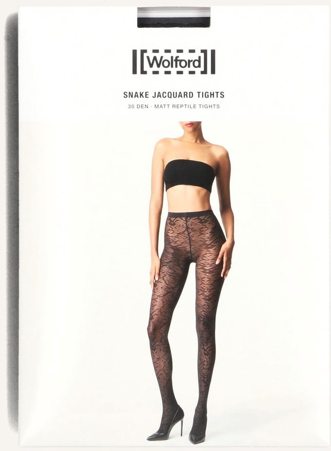 WOLFORD Snake Jacquard Thights Beenmode Dames - Zwart - Maat L