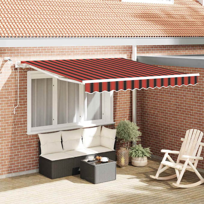 vidaXL - Uitschuifbare - luifel - Oranje - en - Bruin - 300 - x - 250 - cm - Polyester