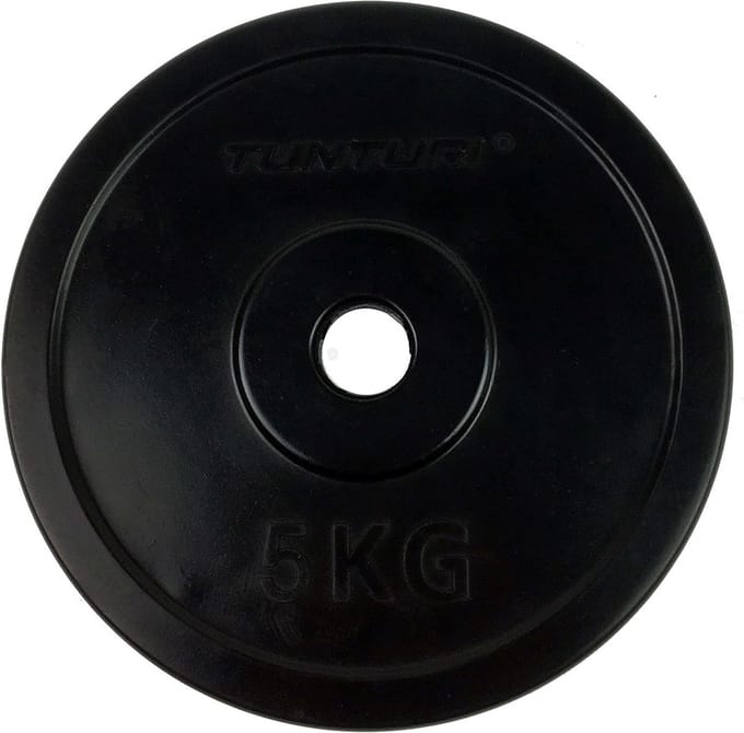Gewichtsplaat - Schijf - Krachttraining thuis - Rubberen coating - 5 kg - Zwart