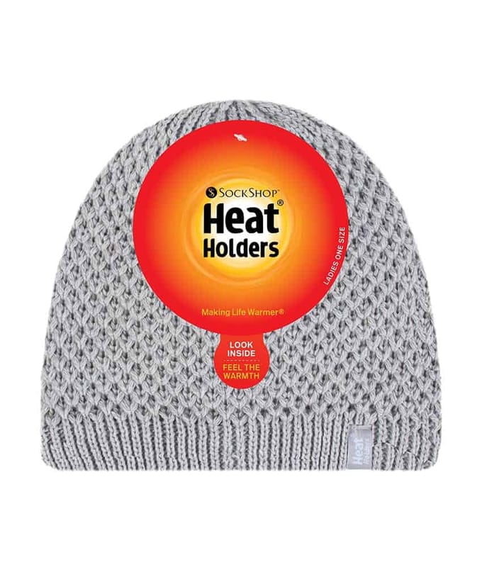 Heat Holders - Gebreide warme thermo muts voor dames - Lichtgrijs