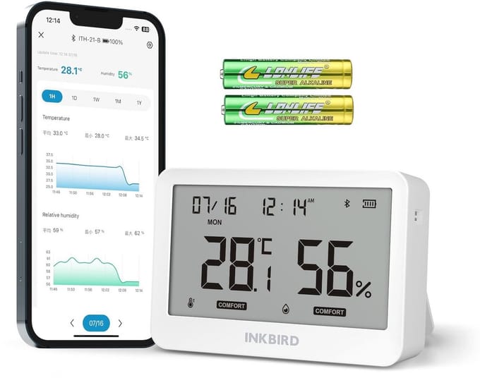 Bluetooth Thermometer en Hygrometer voor Binnen | Nauwkeurige Temperatuur- en Vochtigheidsmeting