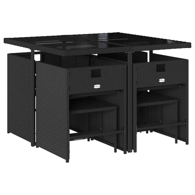 Vidaxl 9-Cz. Tuinmeubelset Met Kussens, Zwart, Pe Rotan
