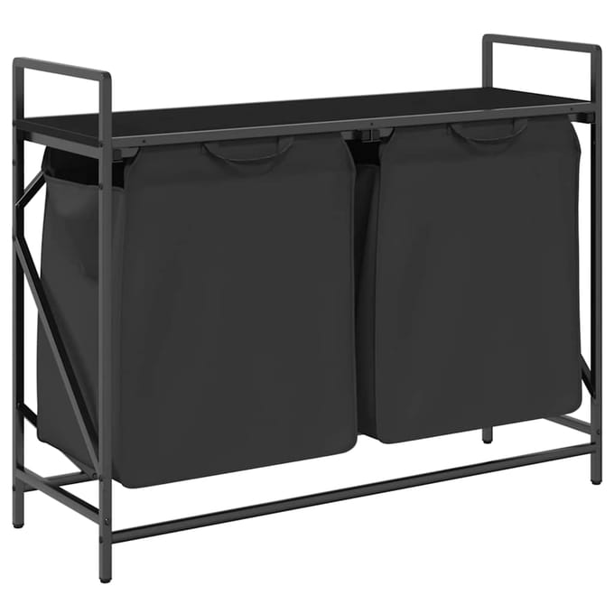 vidaXL - Wasmand - 2 - vakken - met - plank - zwart - eikenkleurig
