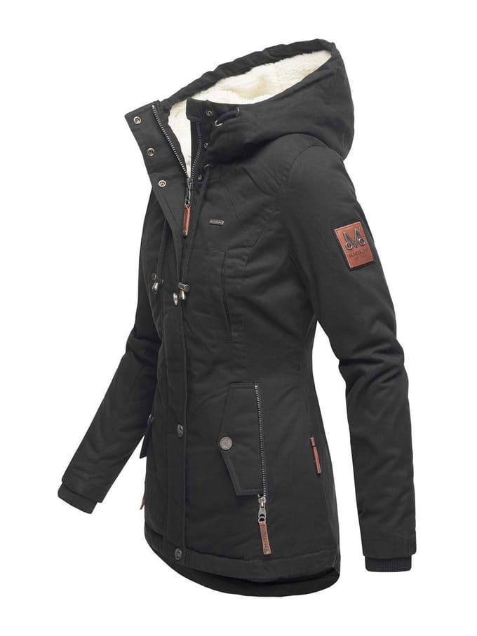 Marikoo dames winterjas met teddyfleece voering & capuchon