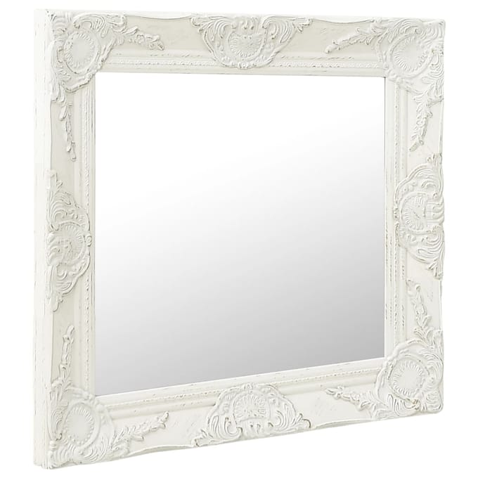 vidaXL - Wandspiegel - barok - stijl - 60x60 - cm - wit