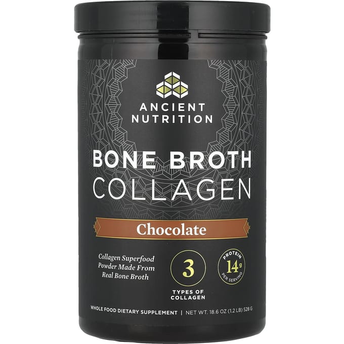 Ancient Nutrition, Bouillon d'os au collagène, Chocolat, 1,2 lb (528 g)