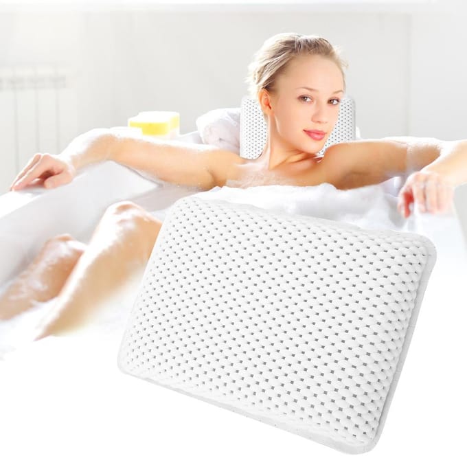 PVC Badkussen Hoofdsteun Nek Schoudersteun Spa Thuis Badkuip Ontspanningskussen white