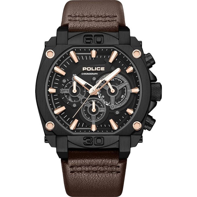 Police PEWGC0092905 - Horloge - Siliconen - Donkerbruin - 51.5 mm