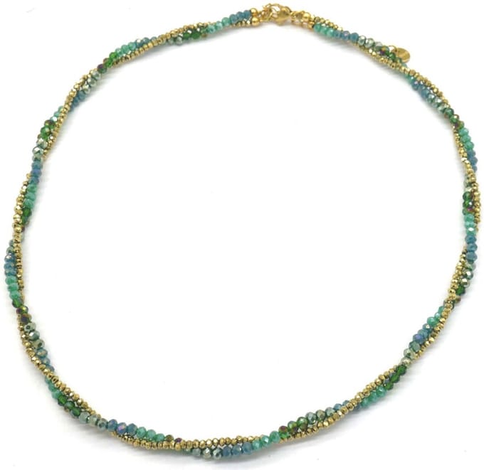Ketting met Kralen - RVS - Lengte 39-45 cm - Blauw