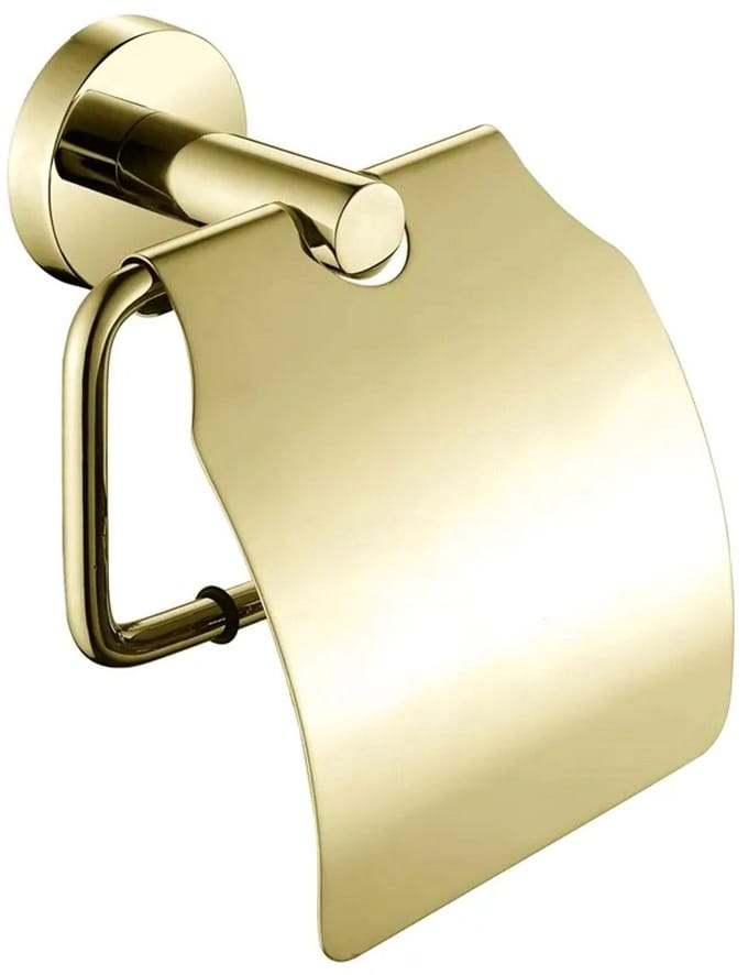 Wc-rolhouder mat goud Rond met klep