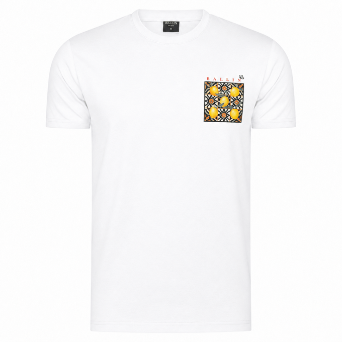 Heren Tee SS met Ballin Est. 2013 Orange Backprint Shirt Print - Wit - Maat L