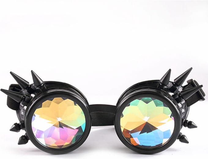 LOUD AND CLEAR® - Caleidoscoop Bril - Spacebril - Space Bril - Steampunk Bril - Stekels - Zwart
