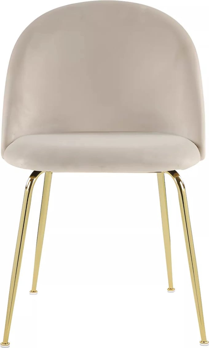 Vente-unique Set van 2 stoelen MELBOURNE - Fluweel en goudkleurig metaal - Beige