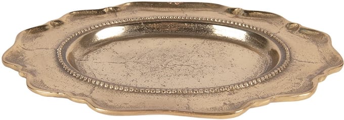 Clayre & Eef Decoratie schaal 31x22x3 cm Goudkleurig Aluminium