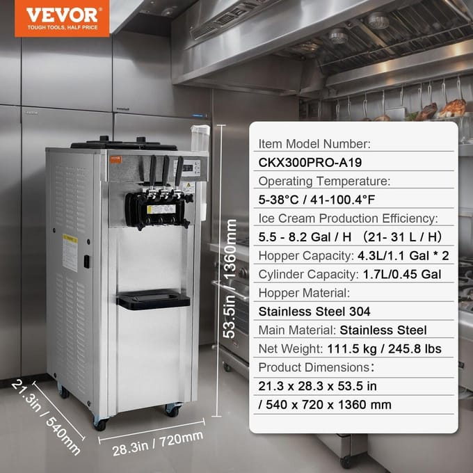 Commerciële Softijs Machine Maker 21-31 L/U Opbrengst 3 Smaken