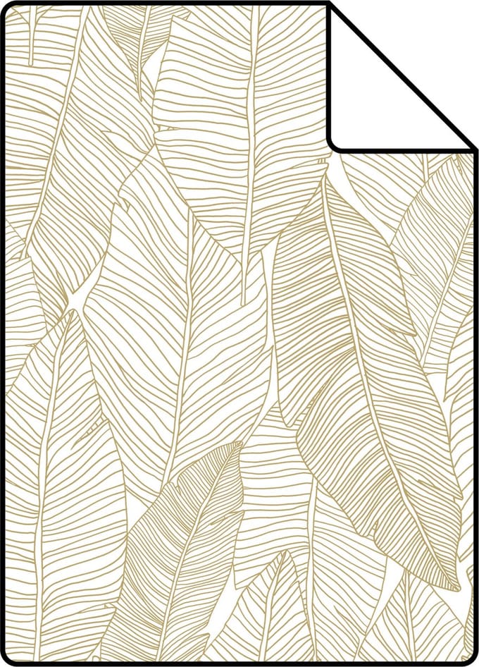 Proefstaal ESTAhome behang getekende bladeren wit en goud - 26.5 x 21 cm - 139125-S