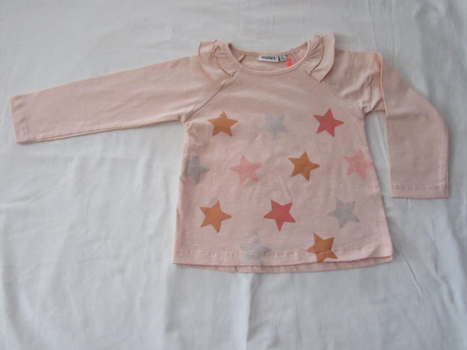 noukie's , meisje ,t-shirt met lange mouw , rose ster , 3 jaar 98