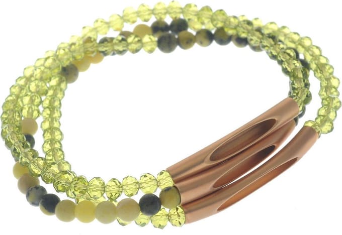 Behave - Groene armband set - Elastisch met natuursteen - Boho stijl