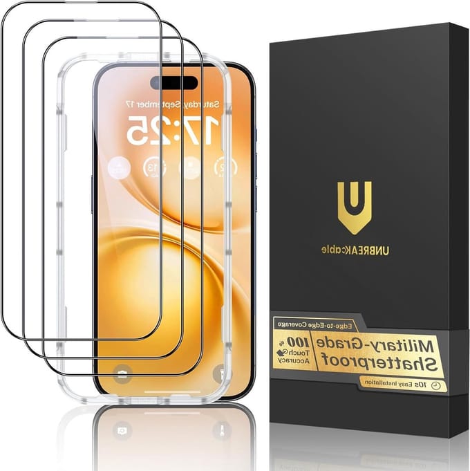Screen Protector voor iPhone 15 Pro, 6.1 Inch, Tempered Glass, Schokbestendig, 9H Hardheid, Makkelijk te Installeren, Set van 3