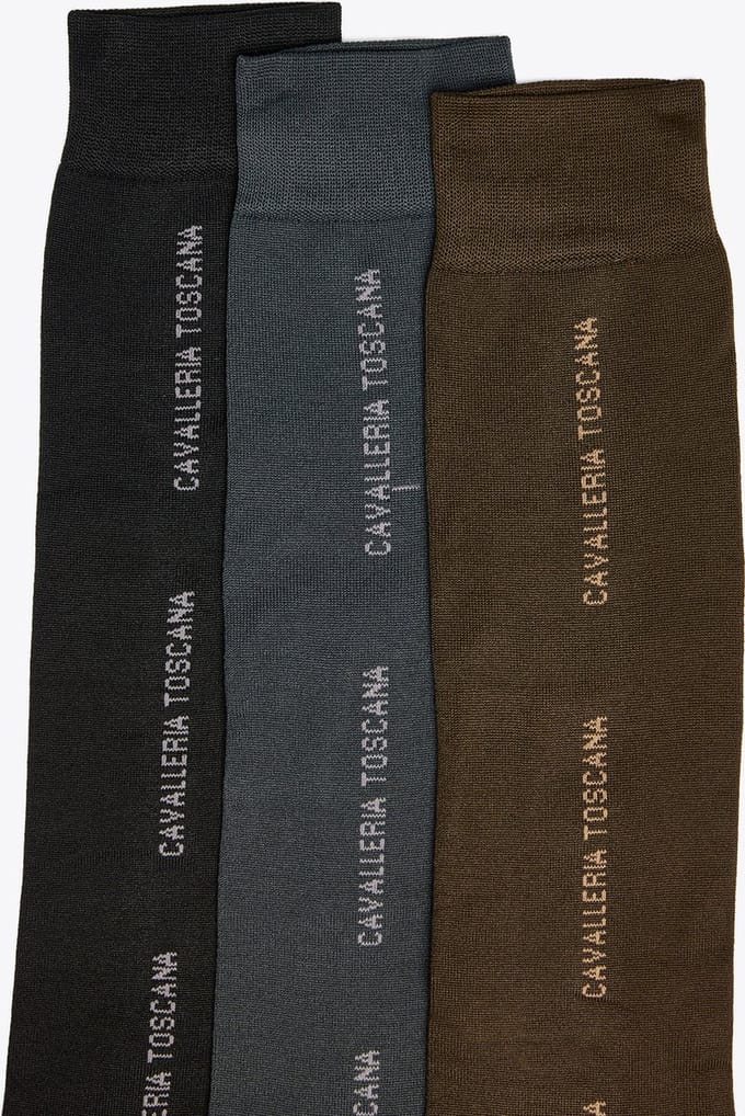 Cavalleria Toscana CT 3pack Repeat Logo Sokken L Blauw/grijs/ bruin