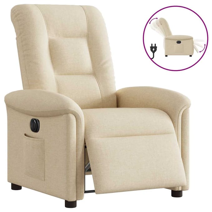 vidaXL - Fauteuil - verstelbaar - elektrisch - stof - crèmekleurig