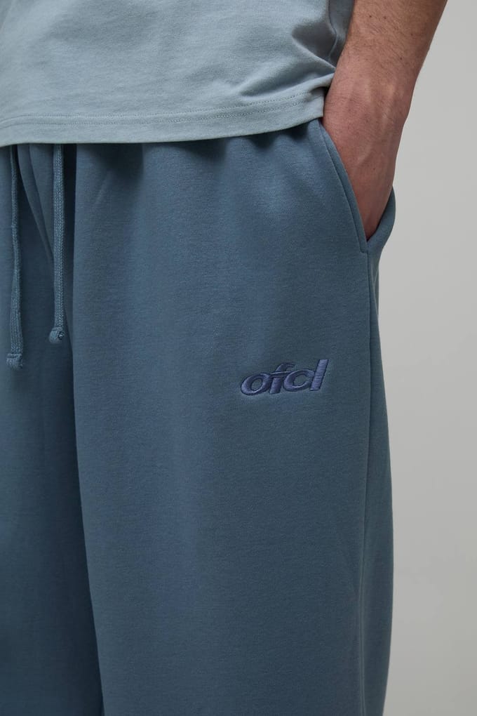 Joggingbroek Met Ballonpasvorm, Borduursel En Washed Effect | Slate | Size Medium