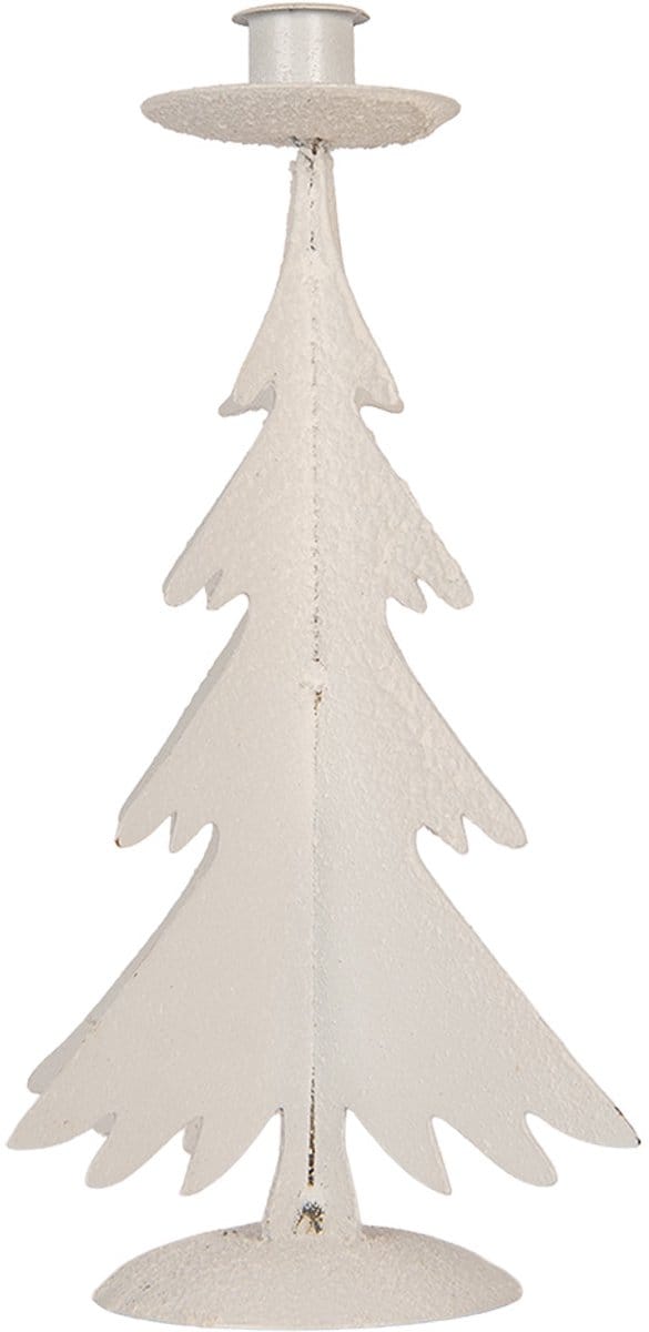 Clayre & Eef Kandelaar Kerstboom Ø 9x26 cm Grijs Metaal