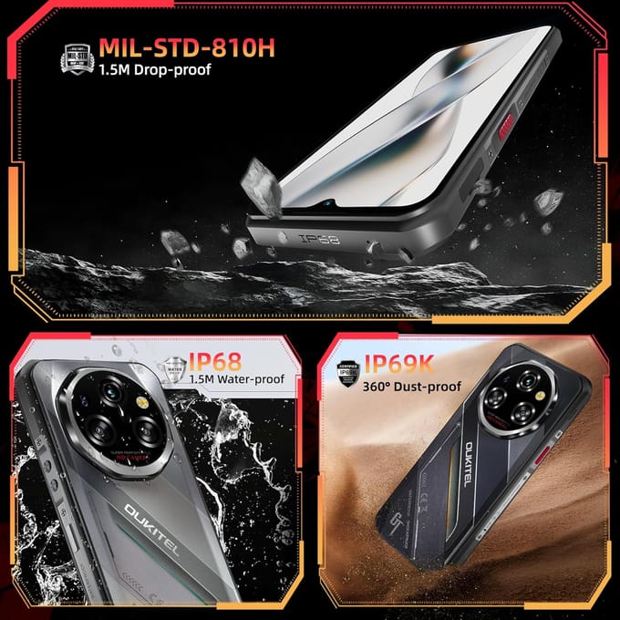 OUKITEL WP62 5G Mobiele Telefoon 24GB+256GB 11000mAh 6,58  Scherm 108MP Android 15