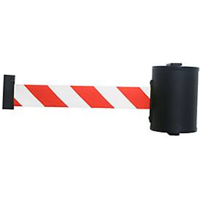 Trekband-muurcassette, schroefbevestiging, 10 m lang, draaibaar, rood/wit