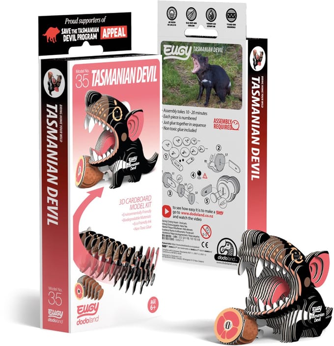 EUGY 3D Puzzel - Tazmanian Devil - Wilde Dieren - Duurzaam - Verzamel Ze Allemaal - 6 Jaar