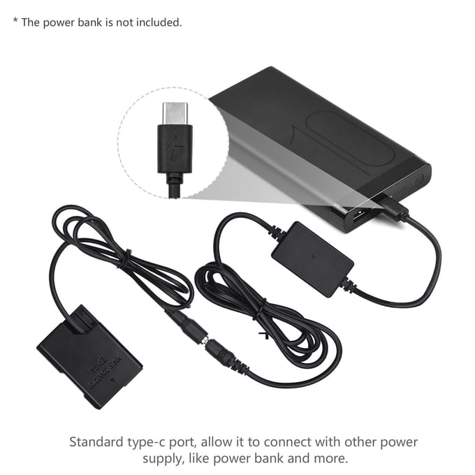 PD USB Type-C Kabel naar EP-5A Dummy Batterij DC Koppelaar EN-EL14 Vervanging voor Nikon D5600 D5500 zwart