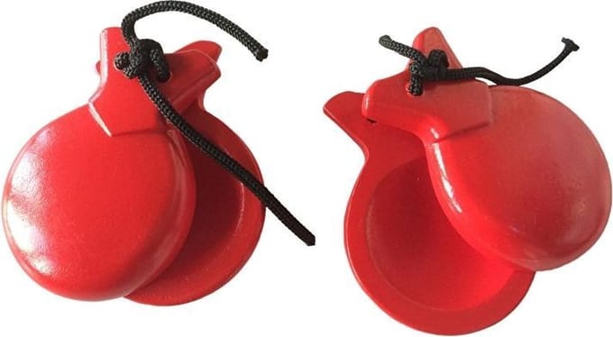 Spaanse castagnetten rood bij verkleed jurk