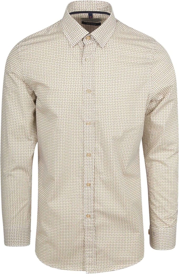 Suitable Overhemd Print Beige - Maat M - Heren - Casual Shirt
