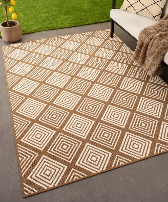 Buitenkleed ruit - Flip Gem lichtbruin 200x280
