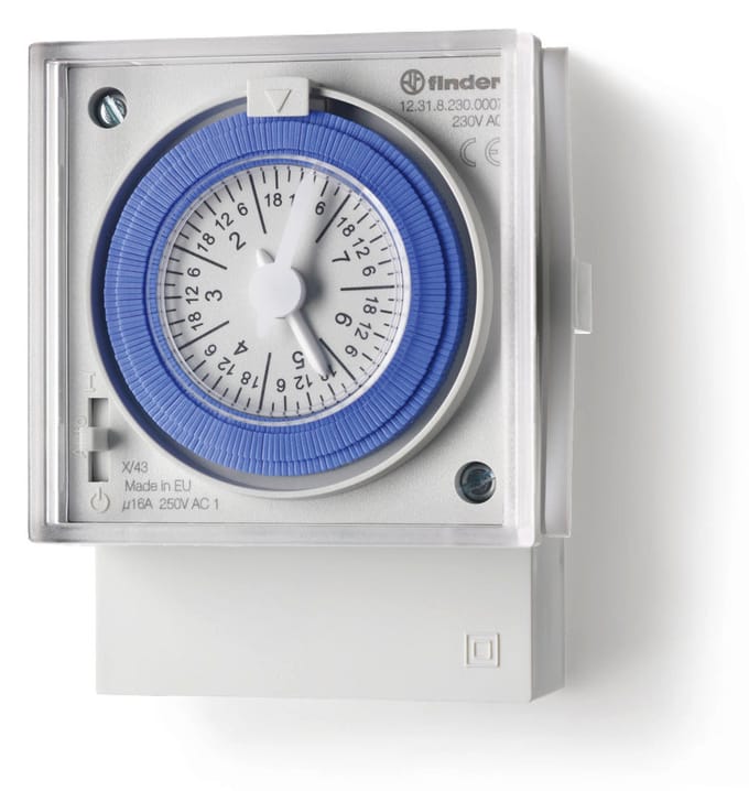 Finder Schakelklok voor frontopbouw Voedingsspanning (num): 230 V/AC 123182300007 1x wisselcontact 16 A Weekprogramma