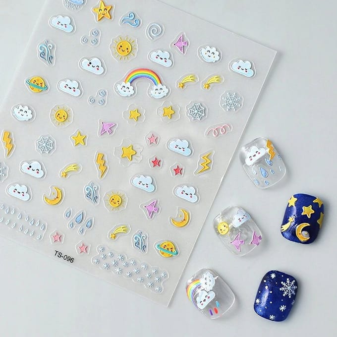 Frezarkowo - 3D Nagelstickers - Chmury - Tęcza - Słońce