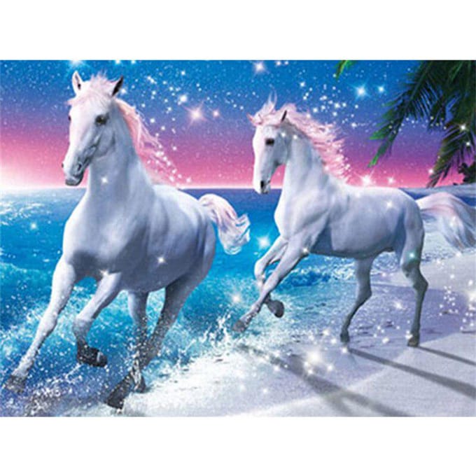 Peinture diamant 5D à faire soi-même, image de cheval, broderie diamant en strass 20X30CM blue