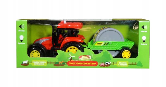 Speelgoedtractor met Geluidsmodule en Aanhanger - 310x110mm