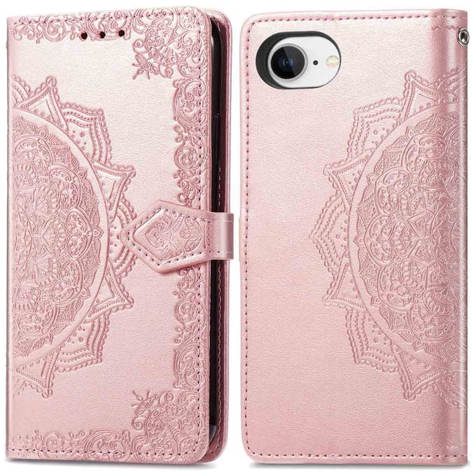 imoshion Hoesje - Geschikt voor Apple iPhone 17e / 16e - Mandala Bookcase - Rosé Goud