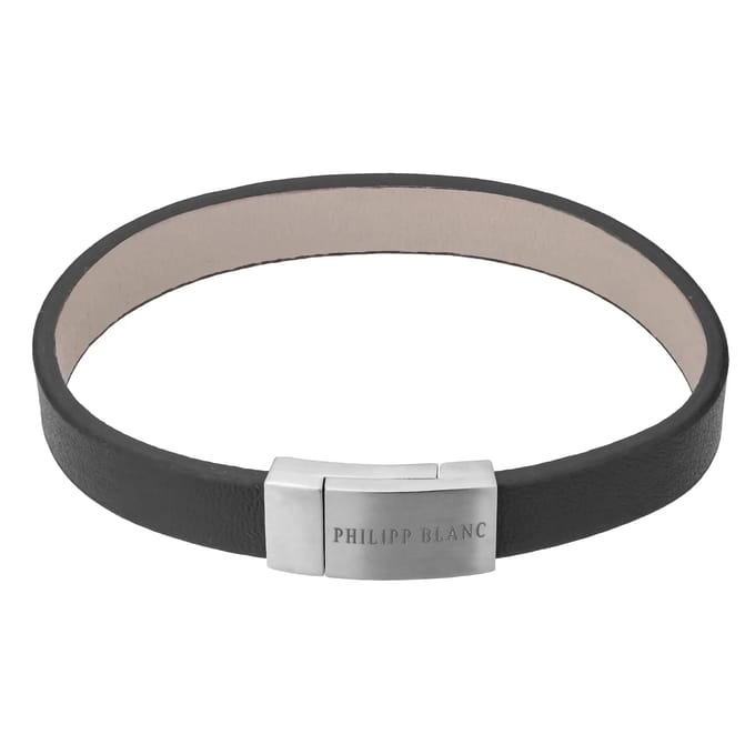 Echt leer en roestvrij stalen armband Philipp Blanc Anton