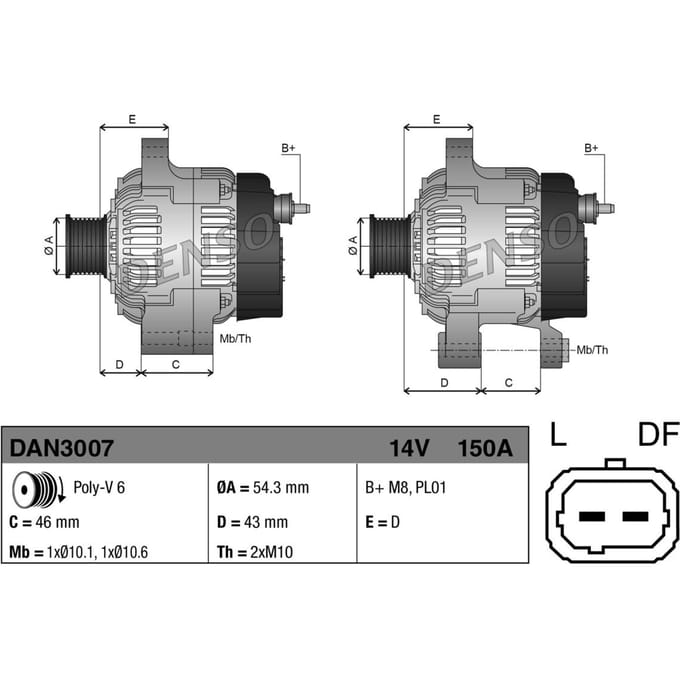 Driefasige generator DENSO DAN3007