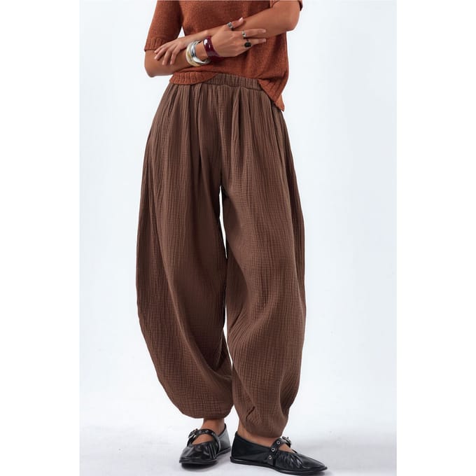 Bredelijke Pantalon met Elastische Taille