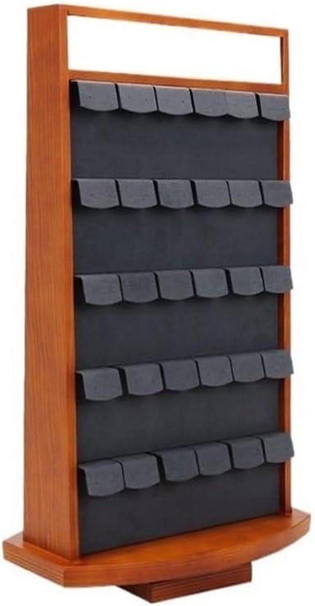 Houten Sieradenstandaard - Displayrek Accessoires - Sieraden Presenteren - Dubbelzijdig Ontwerp - Grote Opbergruimte - Grijs